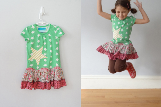 One-of-a-kind dress, upcycled fabric.