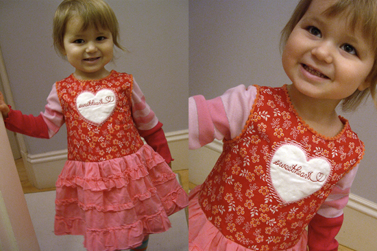 One-of-a-kind sweetheart dress, upcycled fabric.